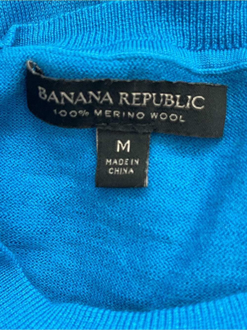 Banana Republic 100% Merino Wool Short Sleeve Sweater Top Medium Blue Crewneck - Picture 3 of 5